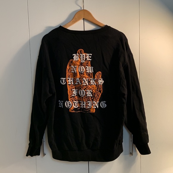 H&M Men’s Large Black Gothic Embroidery and Screen Print Streetwear Sweater - Picture 2 of 4